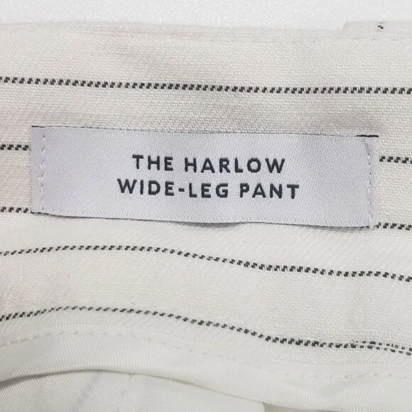 Madewell Superwide-Leg Trouser in Pinstripe Linen Blend Womens 4 Ivory Black - Picture 3 of 16